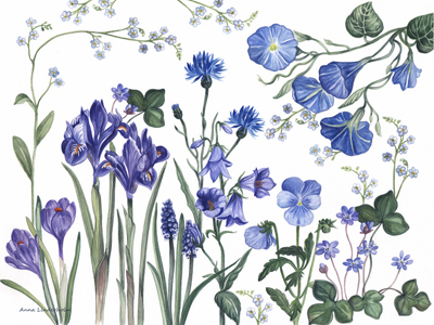 Bordstablett - blå blom