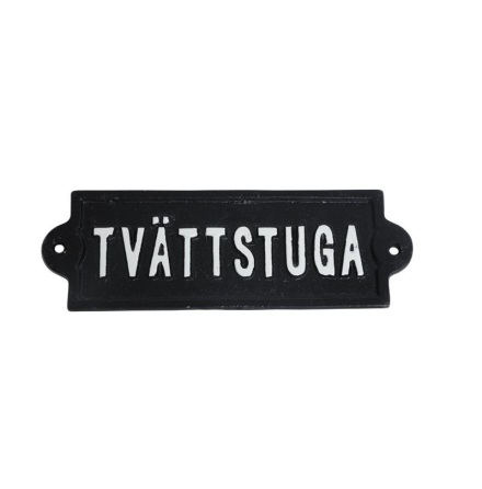 Skylt i gjutjrn - Tvttstuga