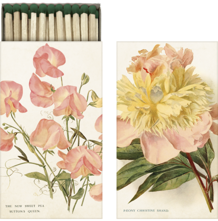 Tndsticksask - Rosa blommor