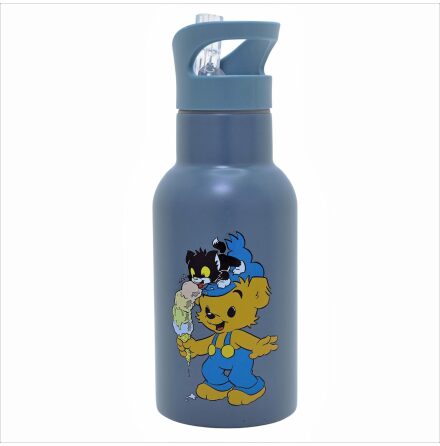 Vattenflaska i stl,  Bamse - petrol-bl