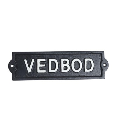 Skylt i gjutjrn - Vedbod