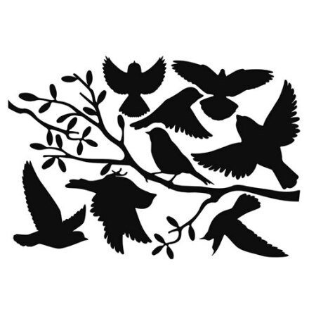 Fågelsilhuetter - fåglar på en gren