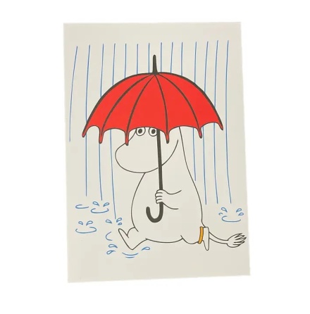 Vykort - Mumin - regn