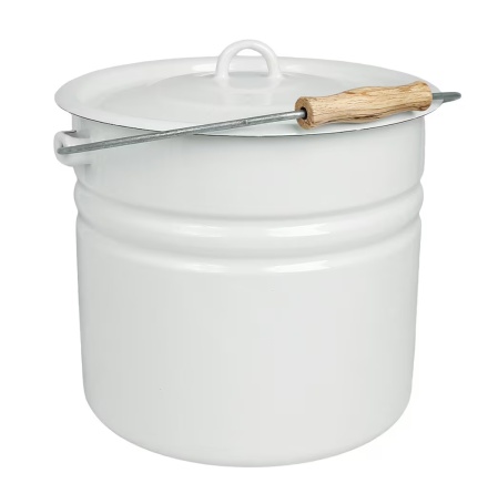 Hink med lock - Emils Emalj - 12L, vit