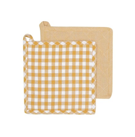 Grytlappar 2 pack, gul ruta