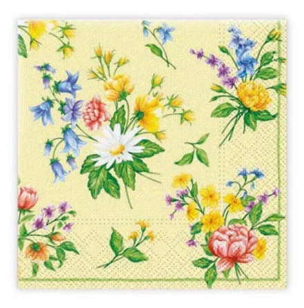 Matservetter - 20p - Sommarblomster, gul