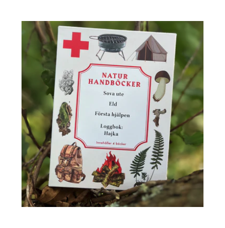 Natur handbok - 4 b�cker - Sova ute, eld, f�rsta hj�lpen, hajka