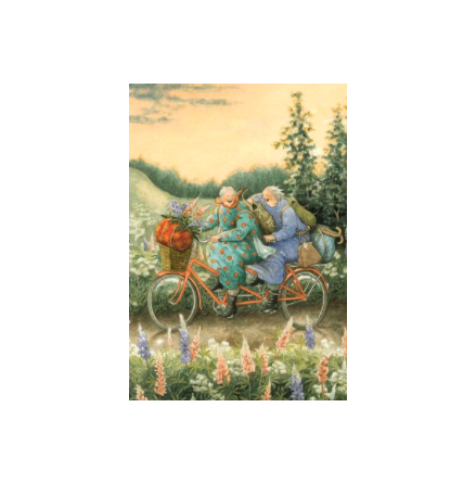 Vykort - Gummor p� cykel