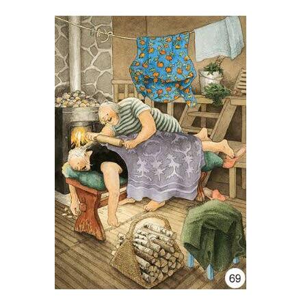 Vykort - Massage med kavel