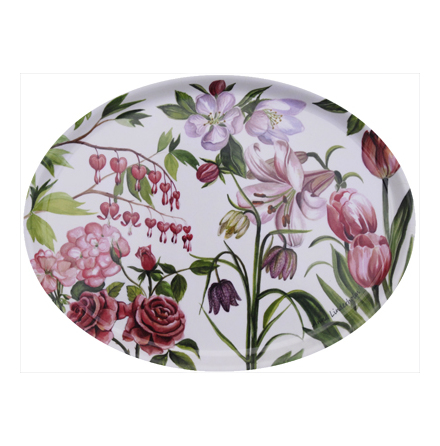 Oval Bricka rosa blom